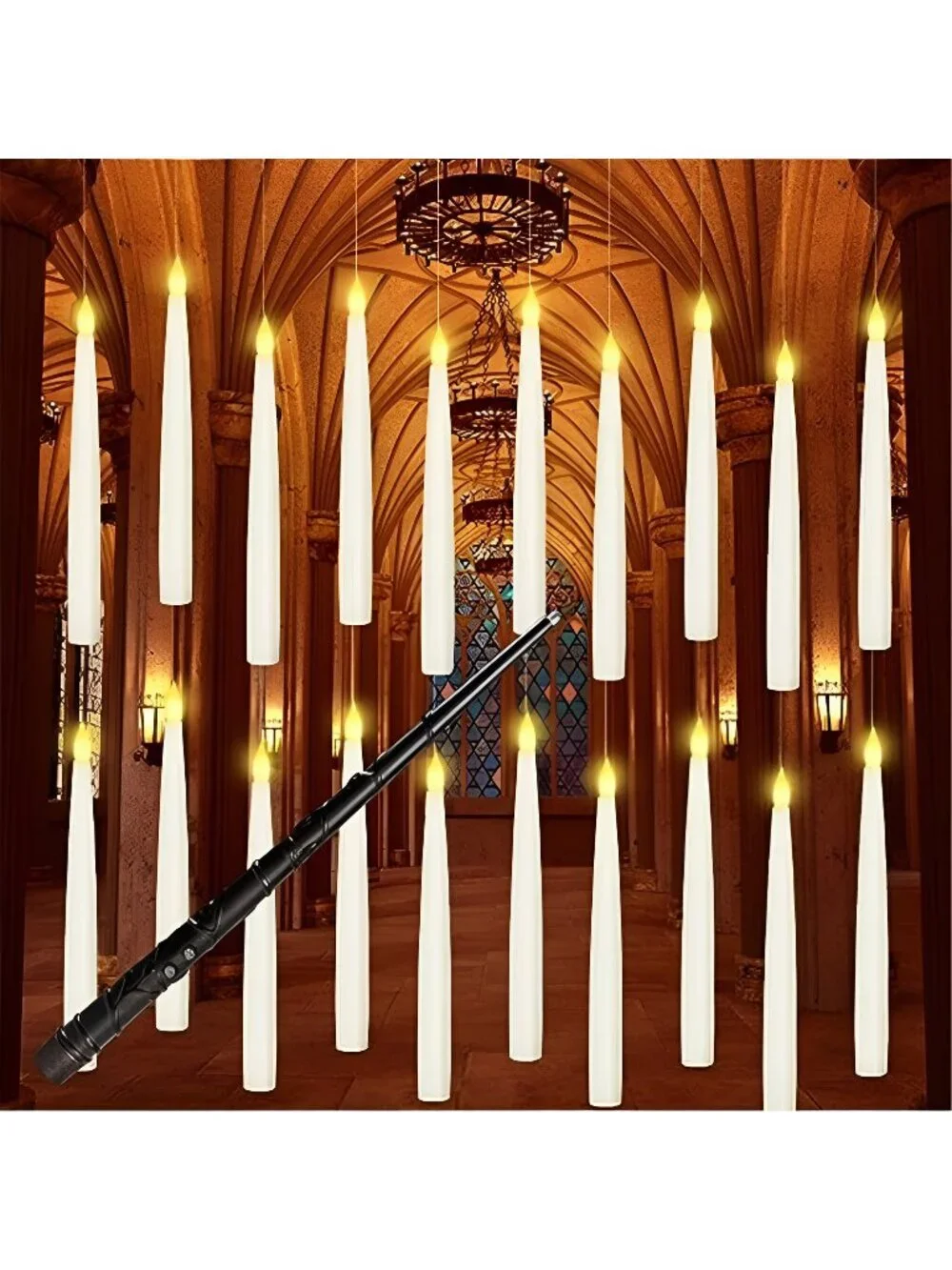 20PCS Floating Candles with Wand, Magic Hanging Candles, Flickering